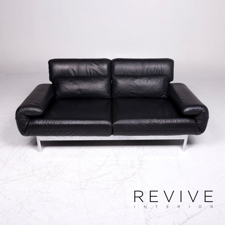Rolf Benz Plura Designer Leder Sofa Schwarz Zweisitzer Couch Relax Funktion #9115