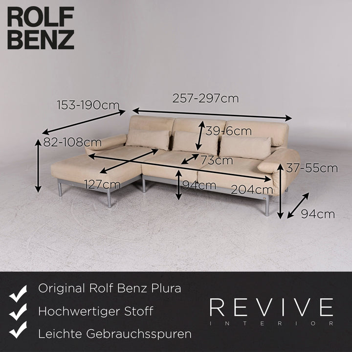 Rolf Benz Plura fabric corner sofa beige sofa function couch #9836