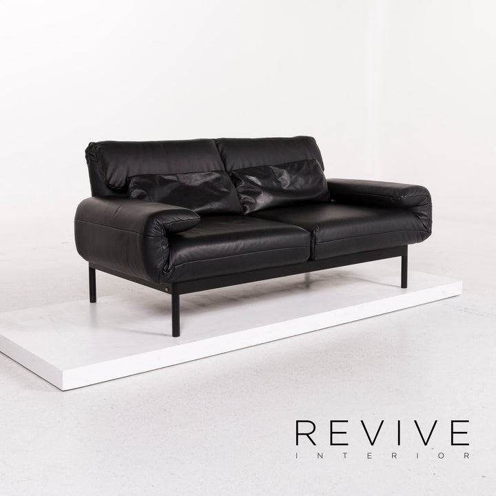 Rolf Benz Plura Leder Sofa Schwarz Zweisitzer Funktion Relaxfunktion Couch #12280