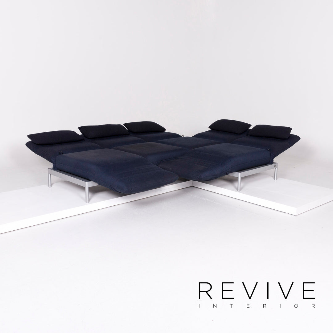 Rolf Benz Plura fabric corner sofa blue incl. kidney cushion sofa sleep function couch #10392