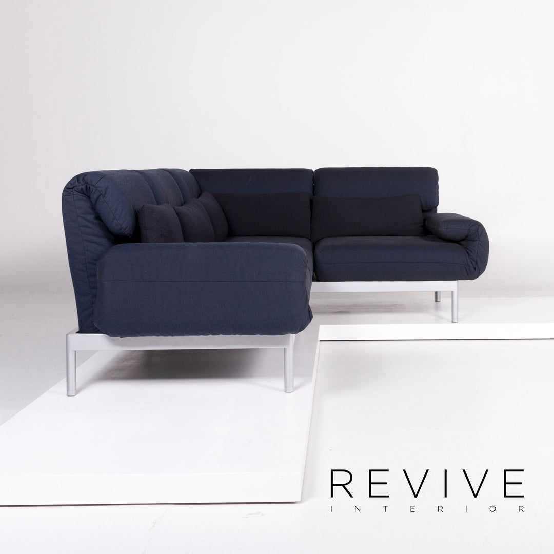 Rolf Benz Plura fabric corner sofa blue incl. kidney cushion sofa sleep function couch #10392