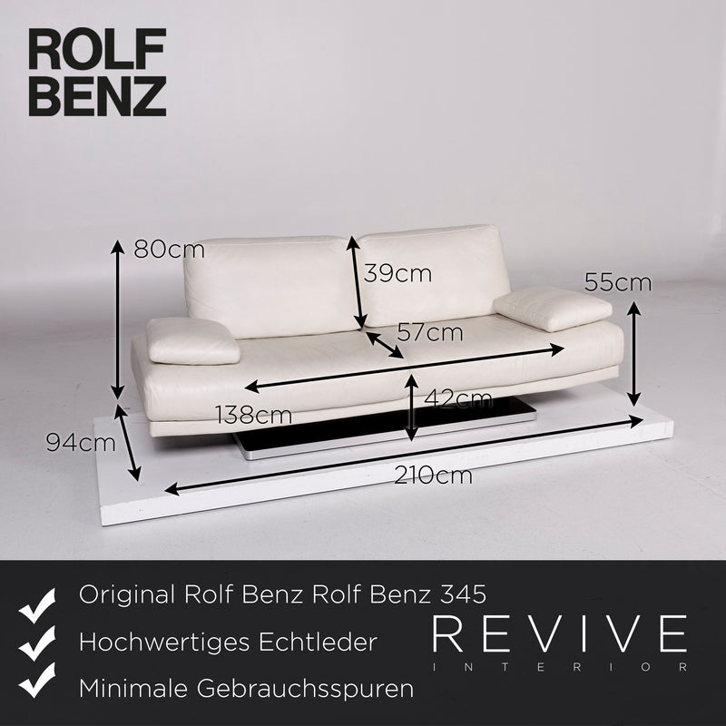 Rolf Benz Rolf Benz 345 Leder Sofa Weiß Zweisitzer Couch 