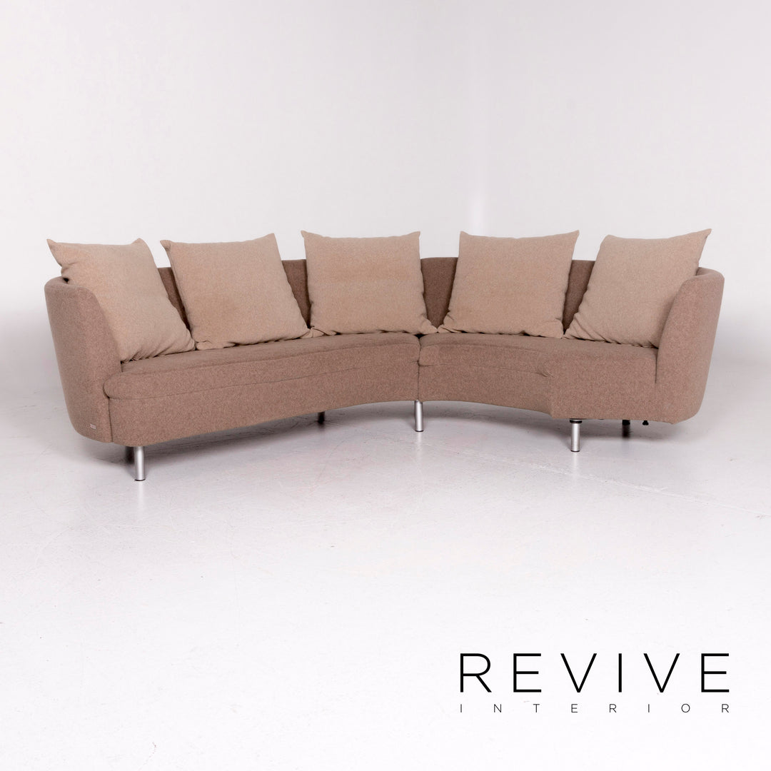 Rolf Benz Stoff Sofa Beige Ecksofa inkl. Hocker #11667