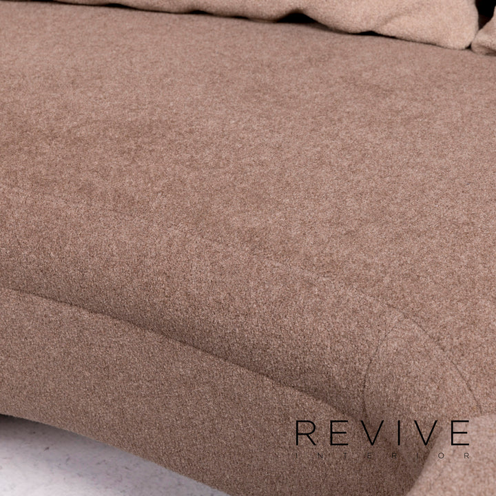 Rolf Benz Stoff Sofa Beige Ecksofa inkl. Hocker #11667