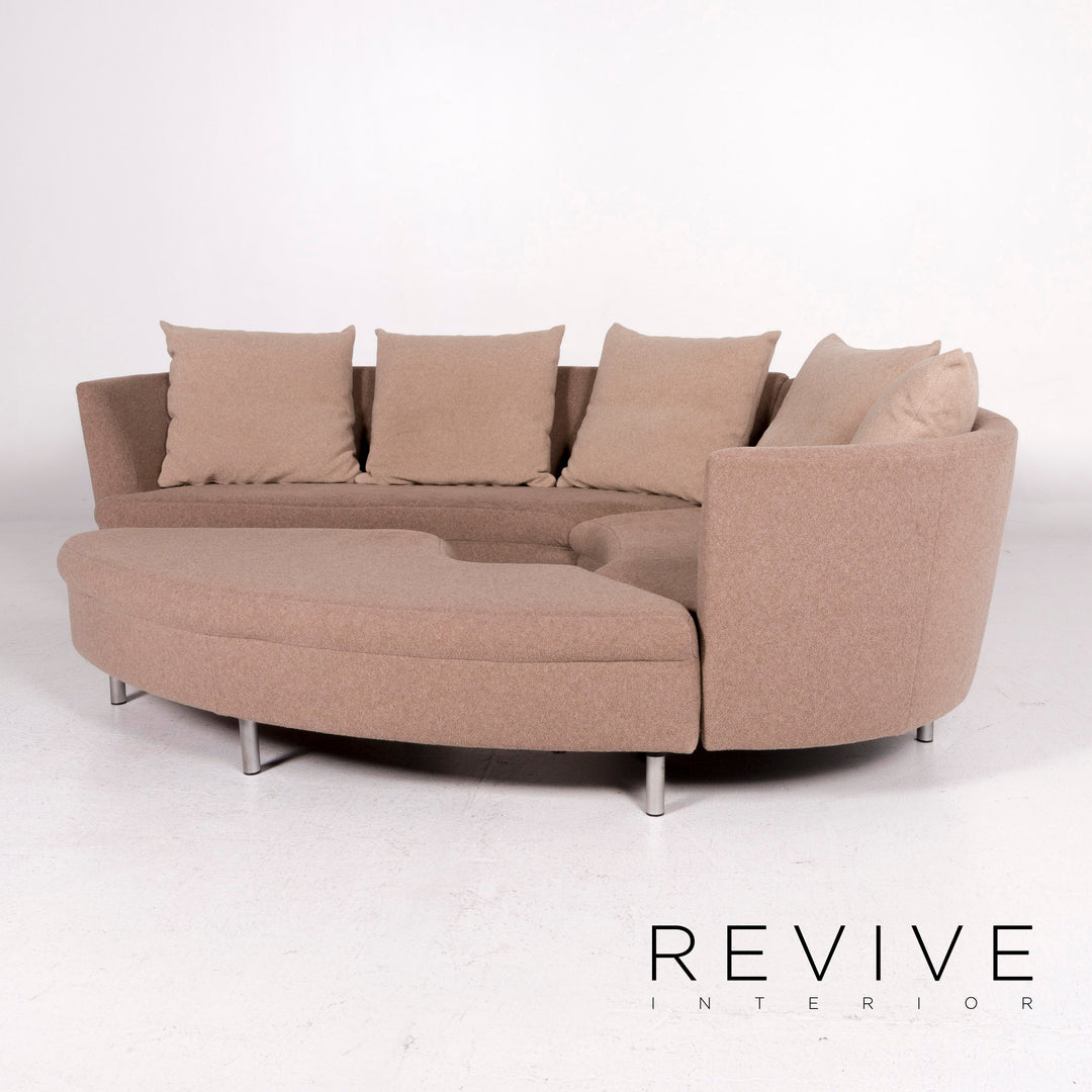 Rolf Benz Stoff Sofa Beige Ecksofa inkl. Hocker #11667