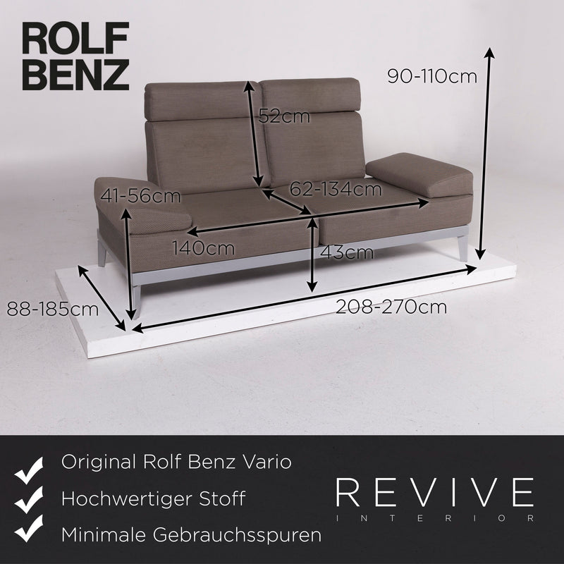Rolf Benz Vario Stoff Sofa Olivgrau Dreisitzer inkl. Funktion 