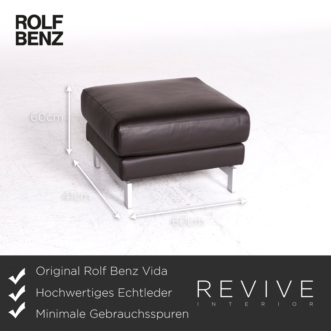 Rolf Benz Vida Designer Leder Sofa Garnitur Braun Zweisitzer Hocker #8950