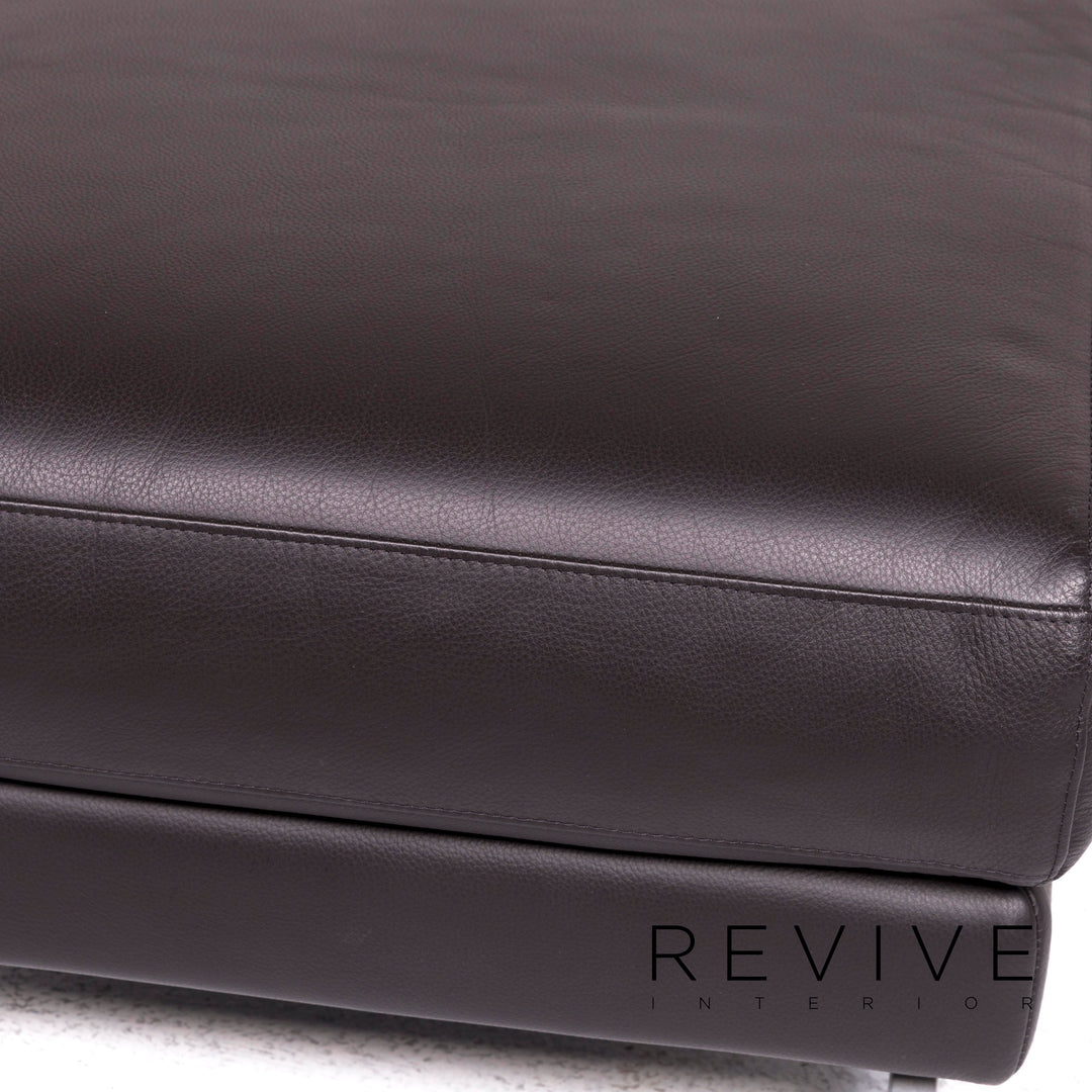 Rolf Benz Vida Designer Leder Sofa Garnitur Braun Zweisitzer Hocker #8950