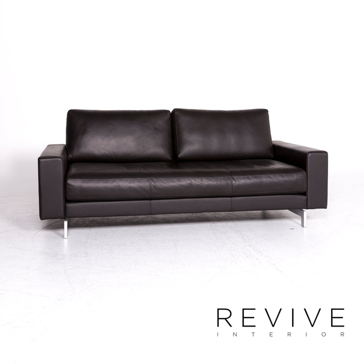 Rolf Benz Vida Designer Leder Sofa Garnitur Braun Zweisitzer Hocker #8950
