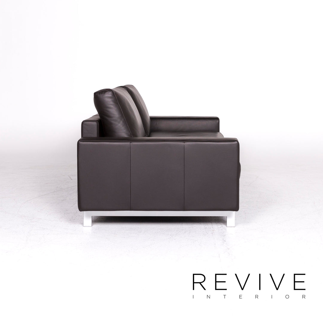 Rolf Benz Vida Designer Leder Sofa Garnitur Braun Zweisitzer Hocker #8950