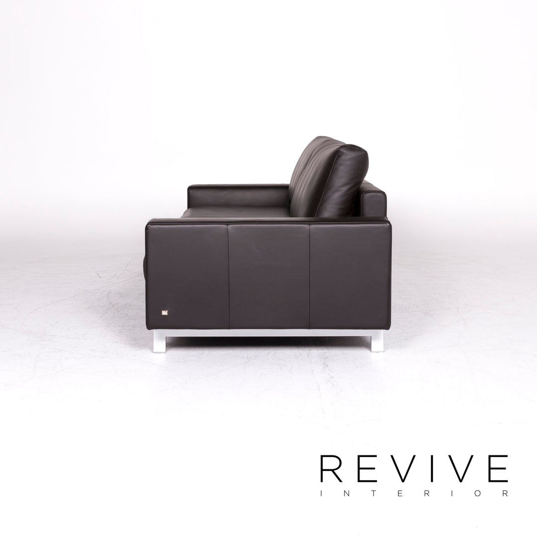 Rolf Benz Vida Designer Leder Sofa Garnitur Braun Zweisitzer Hocker #8950