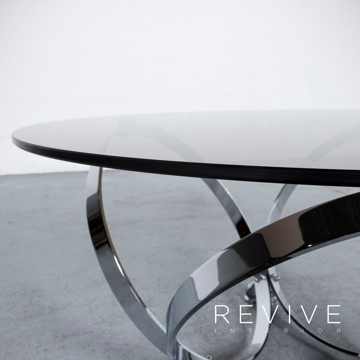 Ronald Schmitt Diamond Designer Glastisch Silber Tisch Couchtisch #6679