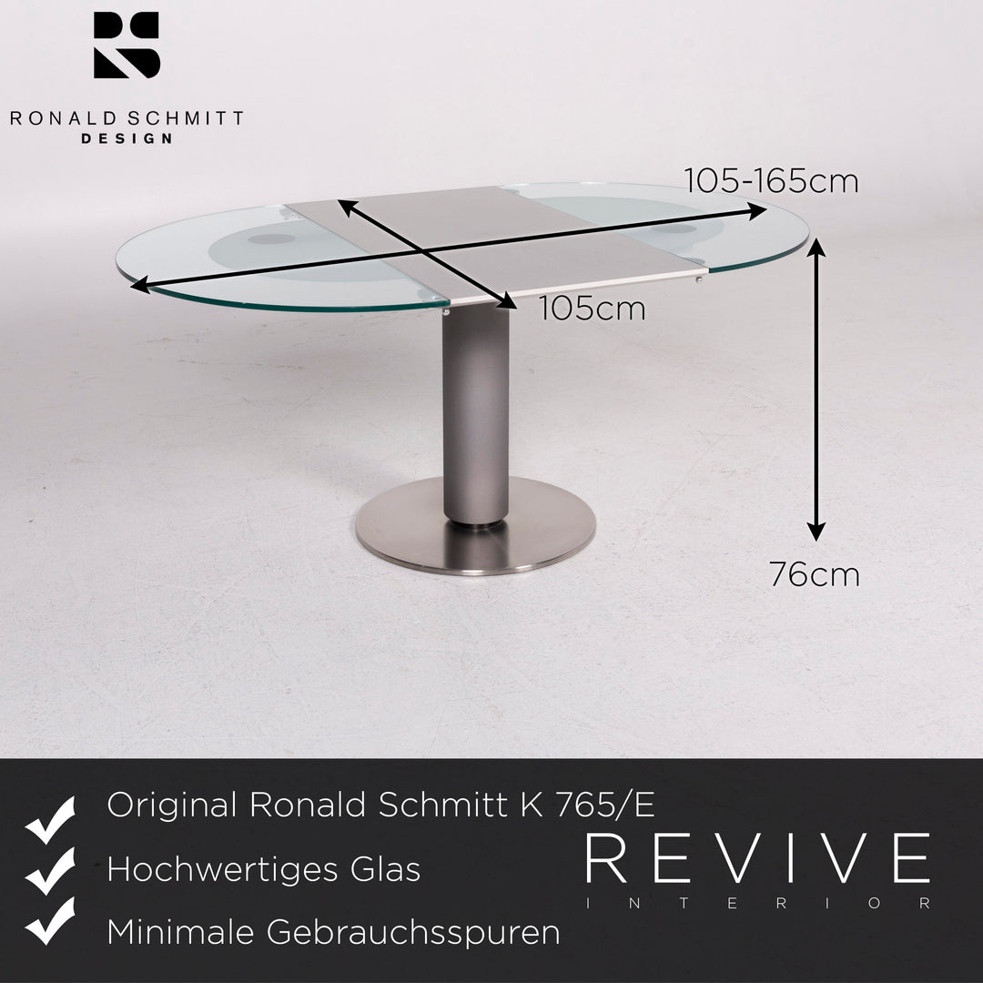 Ronald Schmitt K 765/E Glas Tisch Silber Esstisch Größe verstellbar #11858