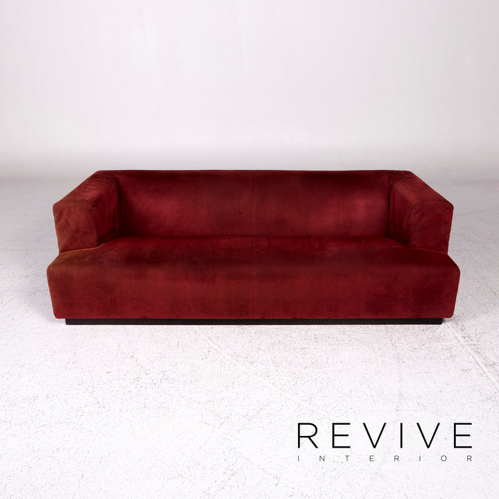 Saba Italia Fabric Sofa Red Two Seater Couch #9834