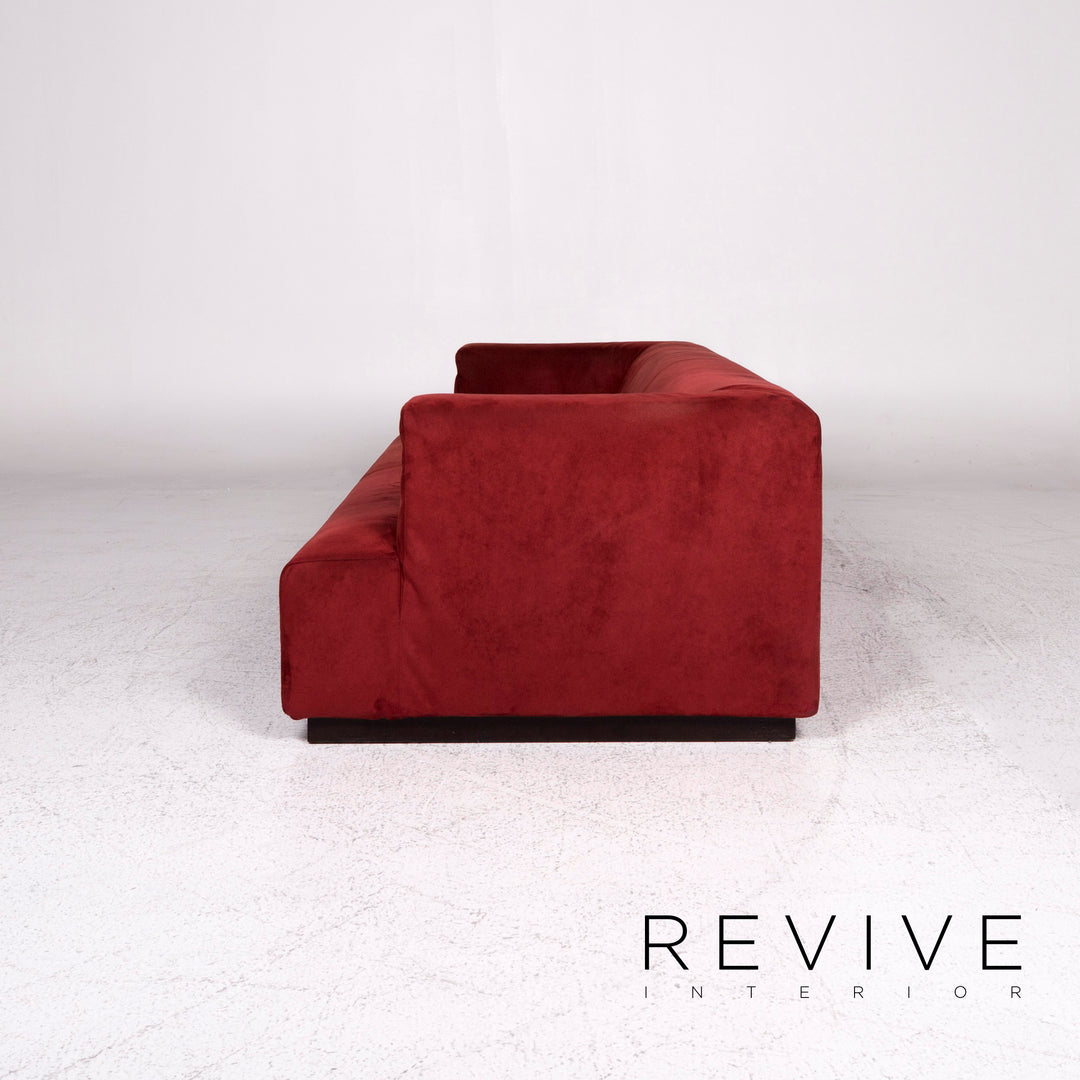 Saba Italia Stoff Sofa Rot Zweisitzer Couch #9834