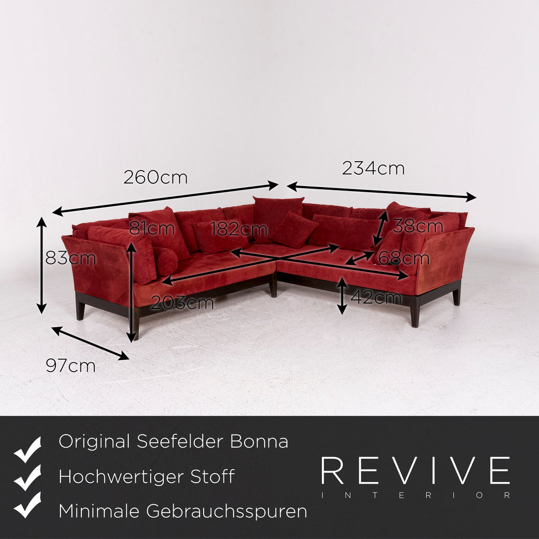 Seefelder Bonna Microfiber Fabric Corner Sofa Red Sofa Couch #10235