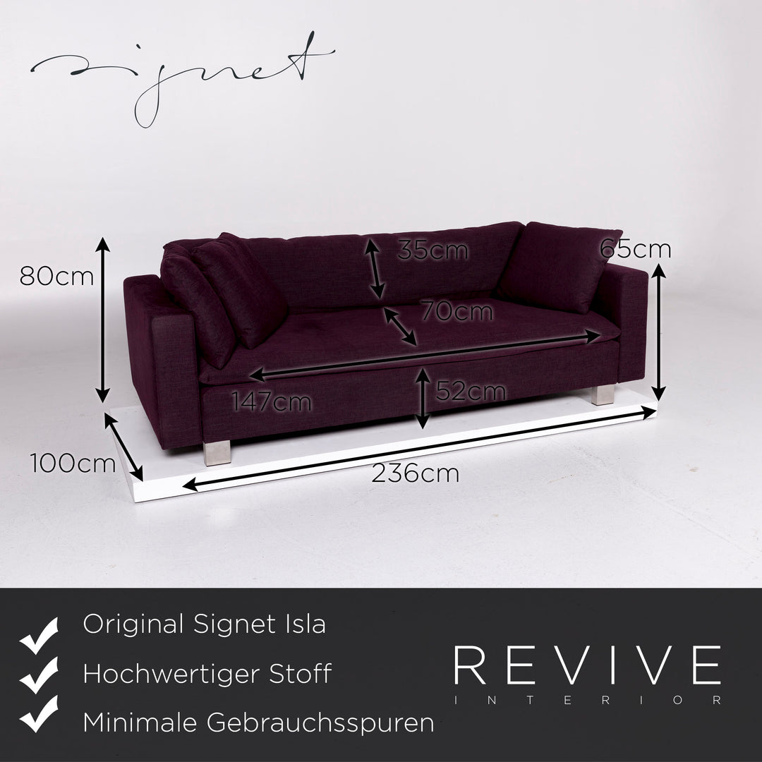 Signet Isla Lila Stoff Sofa Violett Purpur Dreisitzer Couch #10907