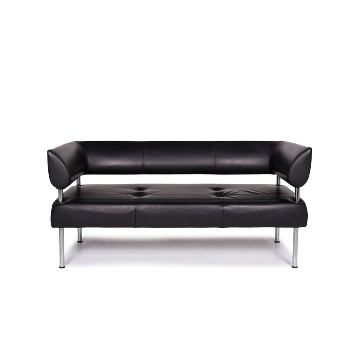 Sitland Leder Sofa Schwarz Dreisitzer Couch #11418
