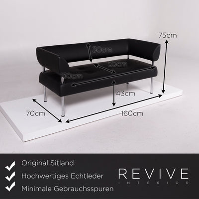 Sitland Leder Sofa Schwarz Dreisitzer #11621