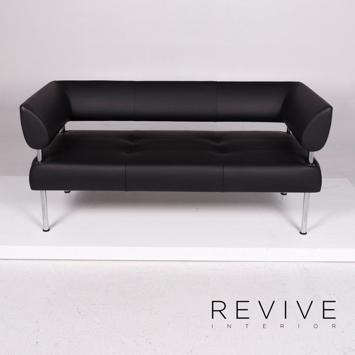 Sitland Leather Sofa Set Black Three Seater Armchair #11622