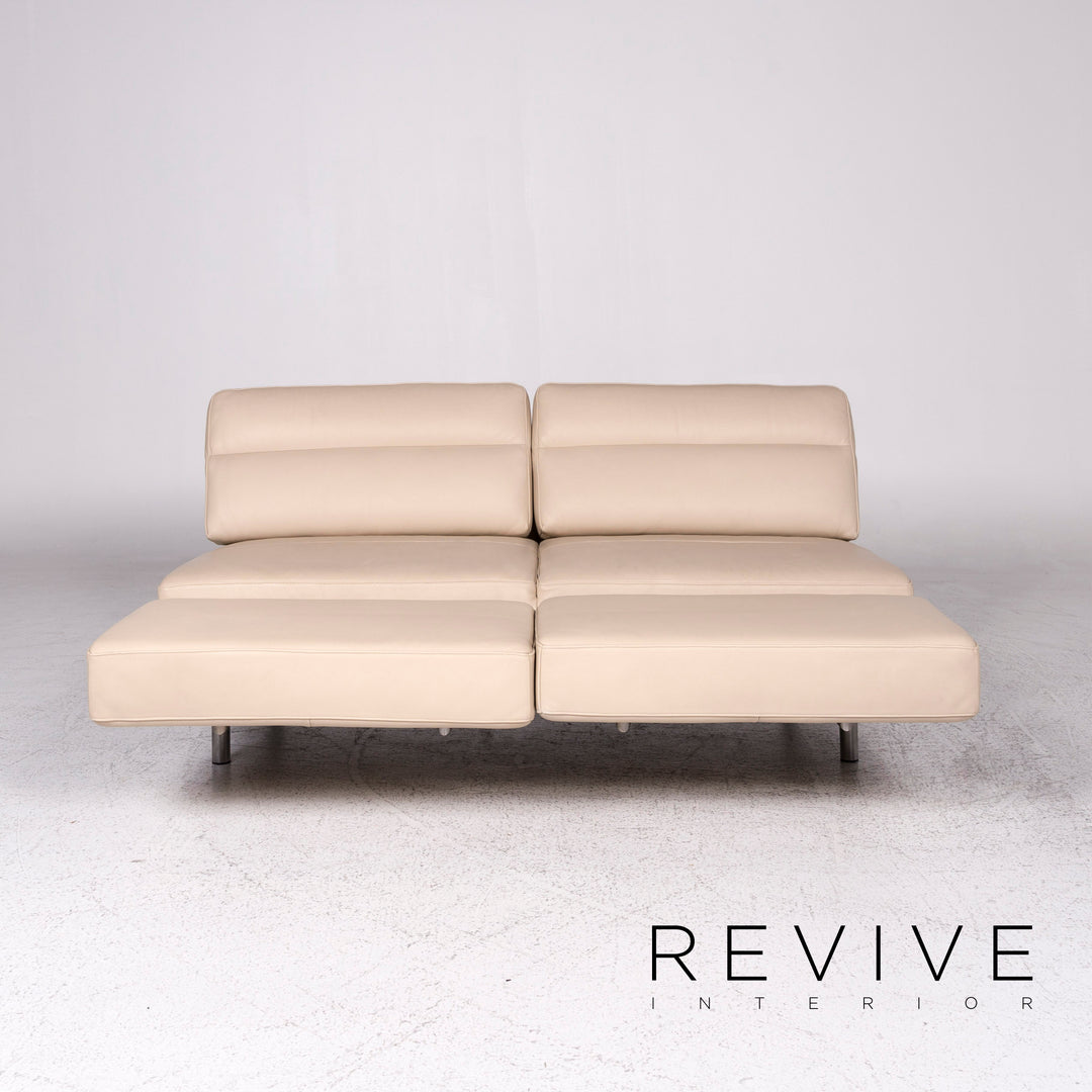 Strässle Matteo Leder Sofa Creme Zweisitzer Couch Relax Funktion #9446