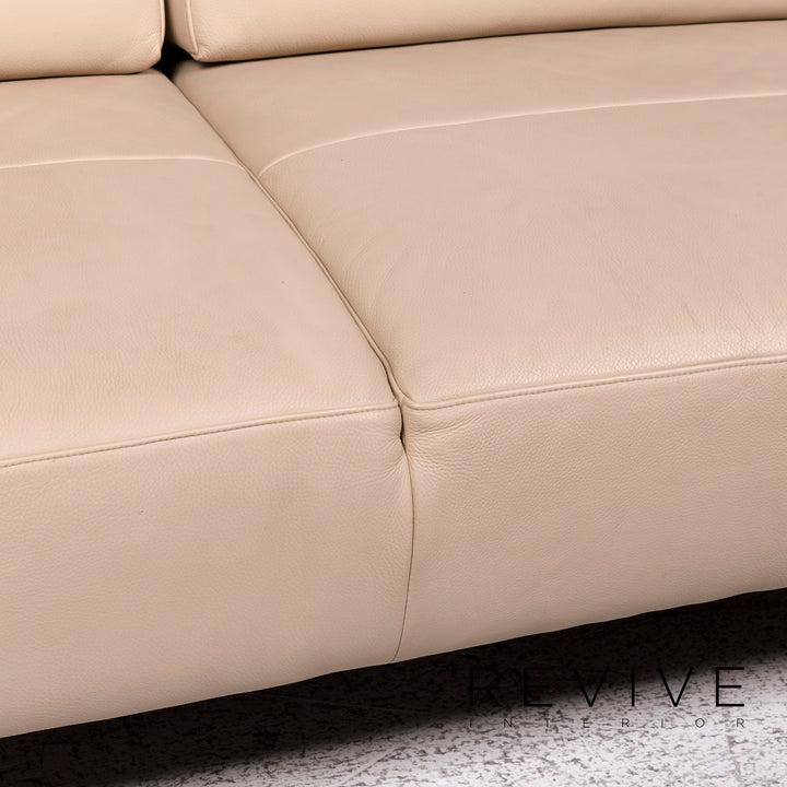 Strässle Matteo Leder Sofa Creme Zweisitzer Couch Relax Funktion #9446
