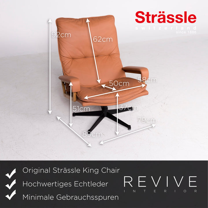 Strässle King Chair designer leather armchair set brown by André Vandenbeuck genuine leather chair #8602