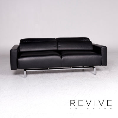 Strässle Matteo Leder Sofa Schwarz Zweisitzer Relax Funktion Couch #9476
