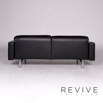 Strässle Matteo Leder Sofa Schwarz Zweisitzer Relax Funktion Couch #9476