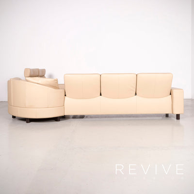 Stressless Arion Designer Leder Ecksofa Hocker Garnitur Beige Echtleder Sofa Couch Relax #7612