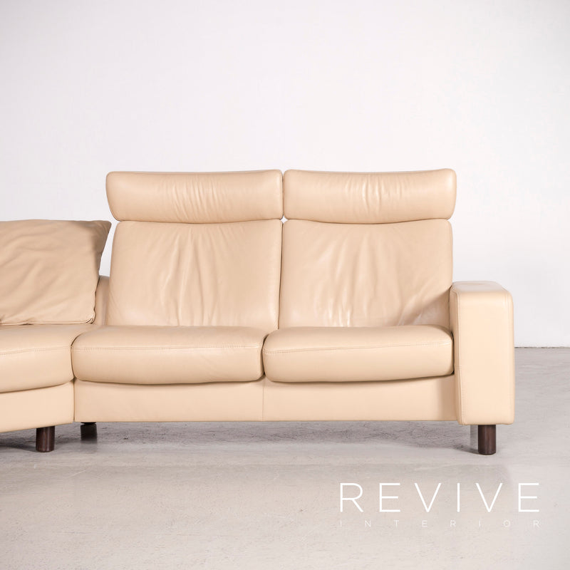 Stressless Arion Designer Leder Ecksofa Hocker Garnitur Beige Echtleder Sofa Couch Relax 