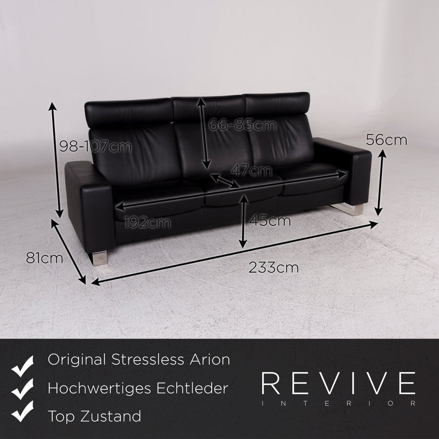 Stressless Arion Leder Sofa Schwarz Dreisitzer #10003