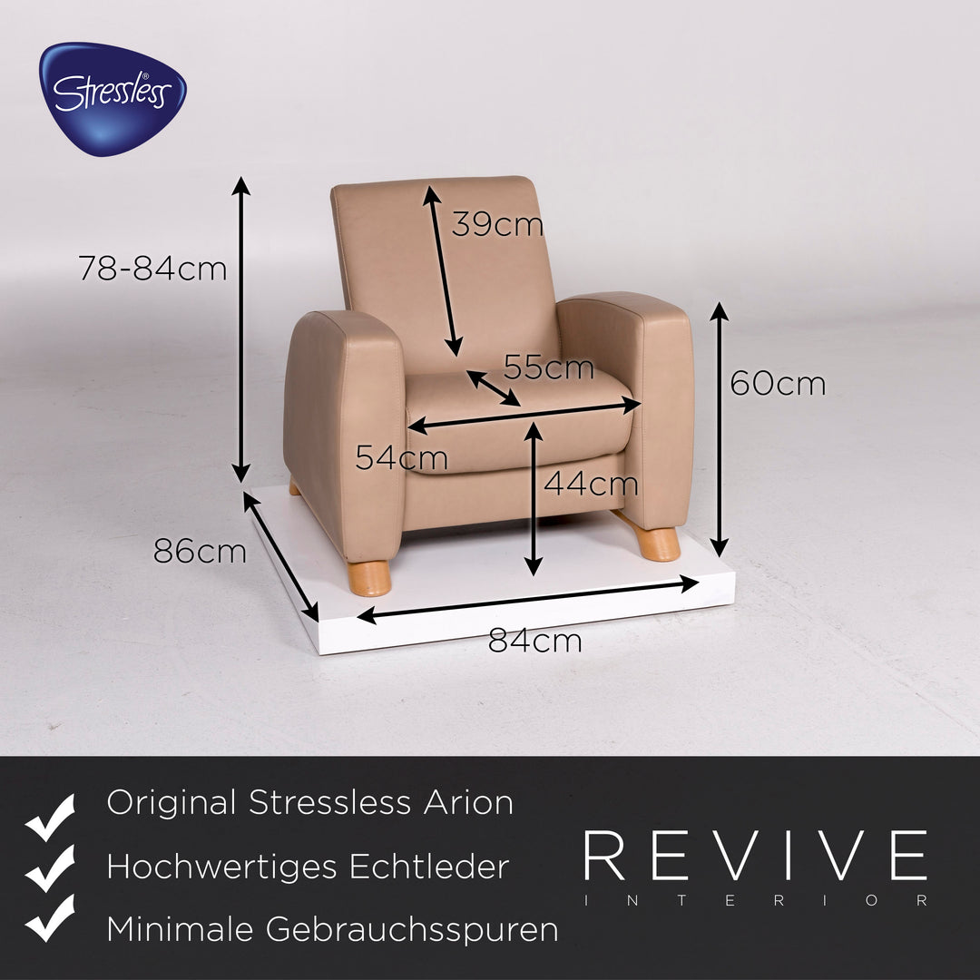 Stressless Arion Leder Sofa Garnitur Beige 1x Dreisitzer 1x Zweisitzer 1x Sessel Relaxfunktion Funktion #11058