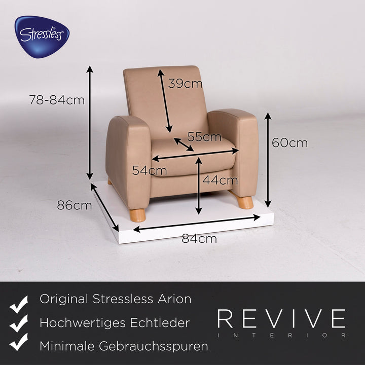 Stressless Arion Leder Sofa Garnitur Beige 1x Dreisitzer 1x Zweisitzer 1x Sessel Relaxfunktion Funktion #11058