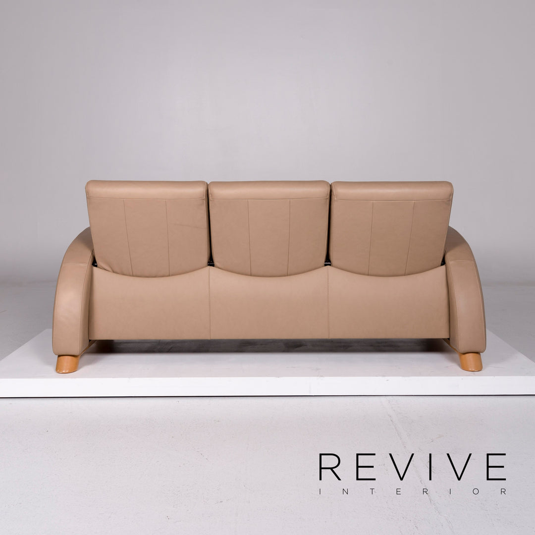 Stressless Arion Leder Sofa Beige Dreisitzer Relaxfunktion Funktion Couch Heimkino #10792