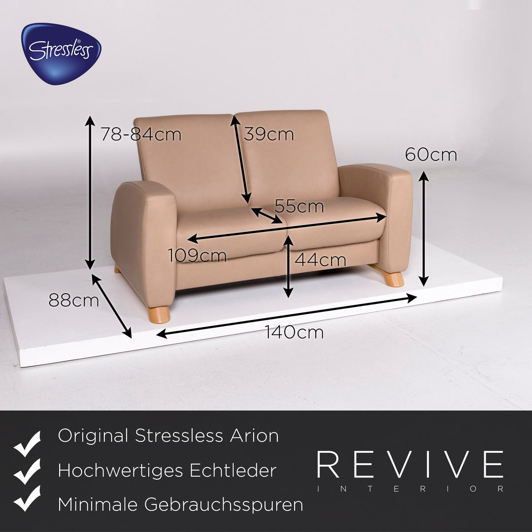 Stressless Arion leather sofa set beige 1x three-seater 1x two-seater 1x armchair relaxation function #11058