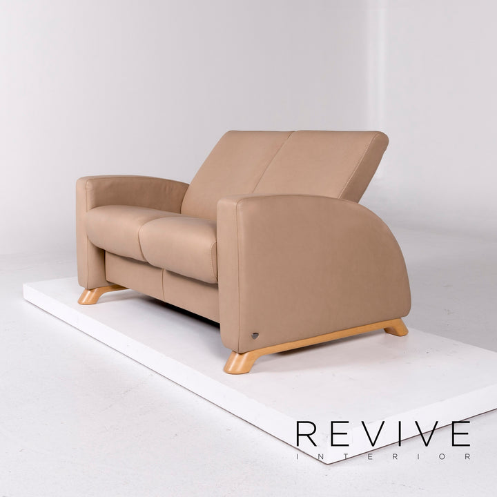 Stressless Arion Leder Sofa Beige Zweisitzer Relaxfunktion Funktion Couch Heimkino #10792