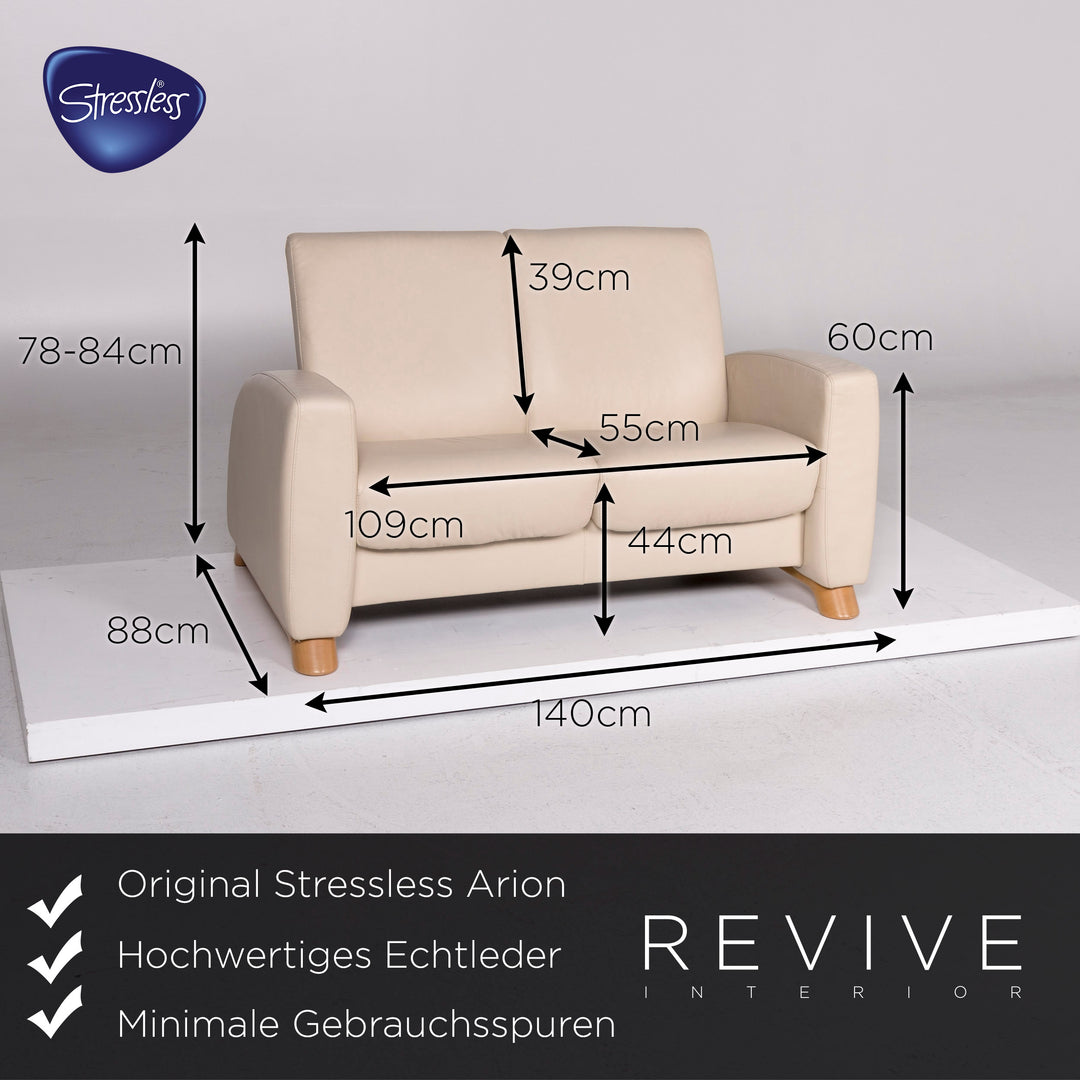 Stressless Arion Leder Sofa Creme Zweisitzer Funktion Relaxfunktion Couch #10922