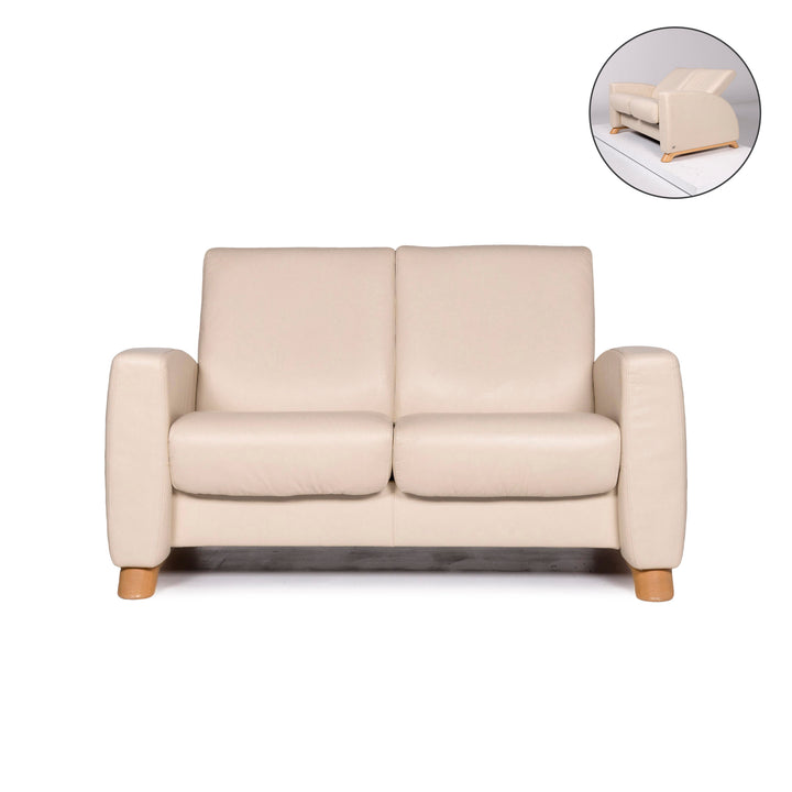 Stressless Arion leather sofa cream two-seater function relax function couch #10922