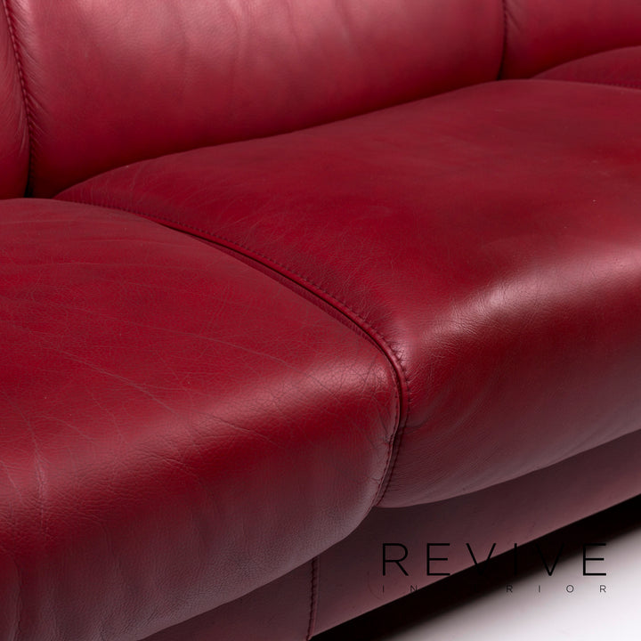 Stressless Arion Leather Sofa Red Three Seater Relaxation Function Couch #10409