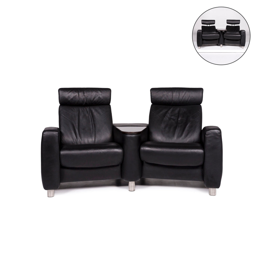 Stressless Arion Leder Sofa Schwarz Zweisitzer Funktion Relaxfunktion Heimkino Couch #10942