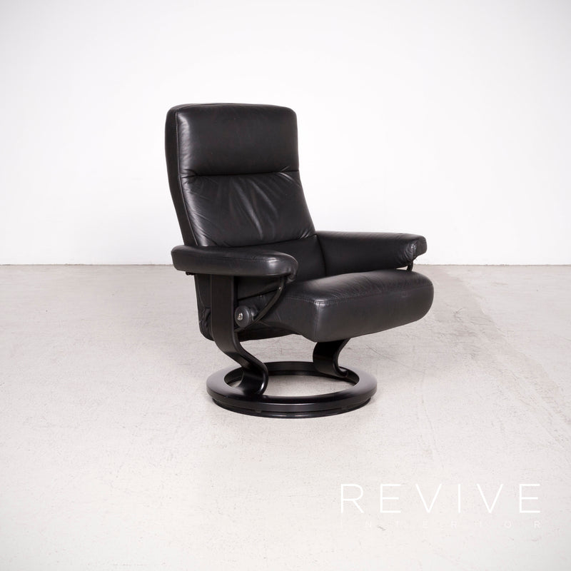 Stressless Atlantic M Leder Sessel mit Hocker Schwarz Echtleder Stuhl Relax Funktion 