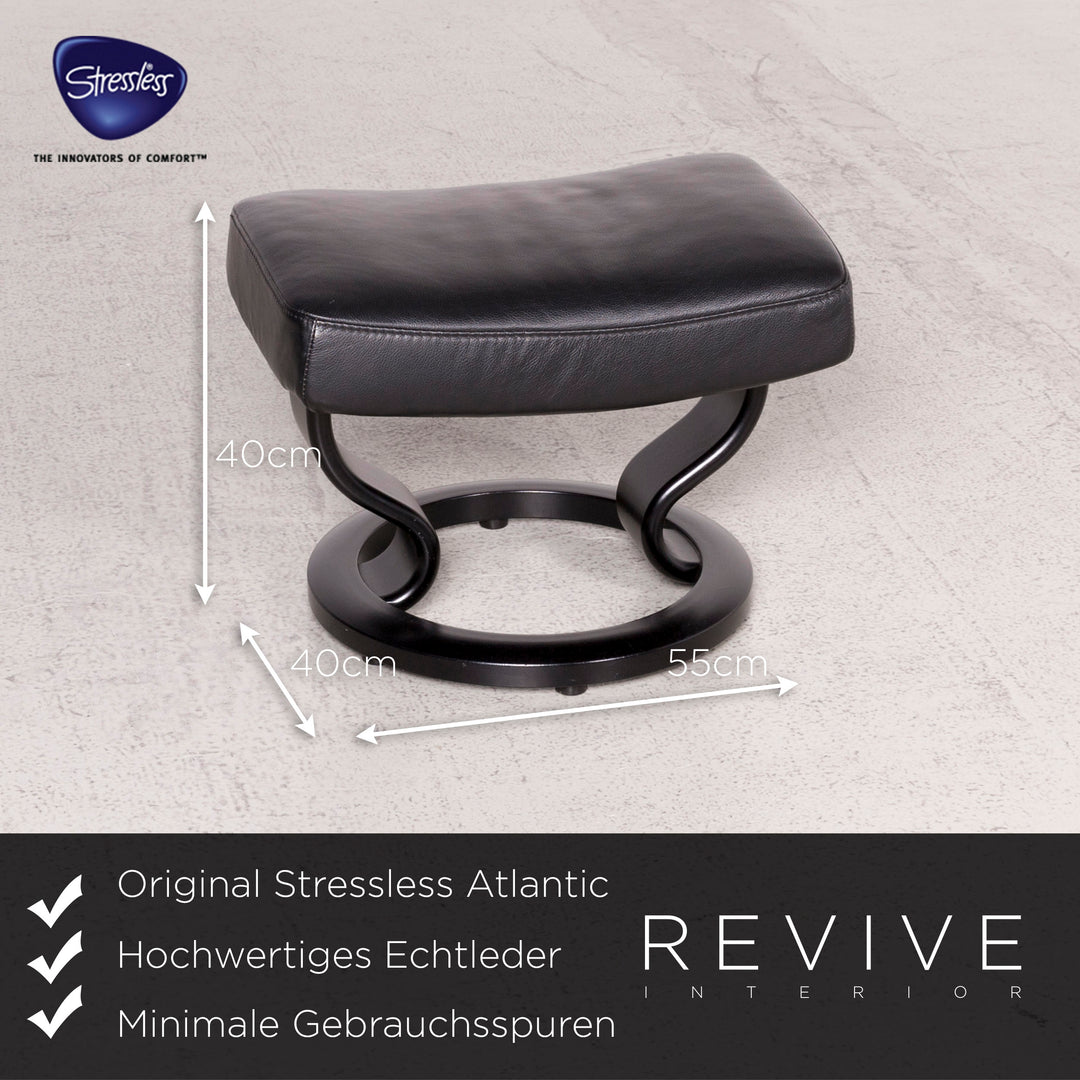 Stressless Atlantic M leather armchair with stool Black genuine leather chair relax function #8027