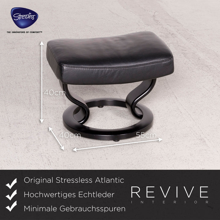 Stressless Atlantic M Leder Sessel mit Hocker Schwarz Echtleder Stuhl Relax Funktion #8027