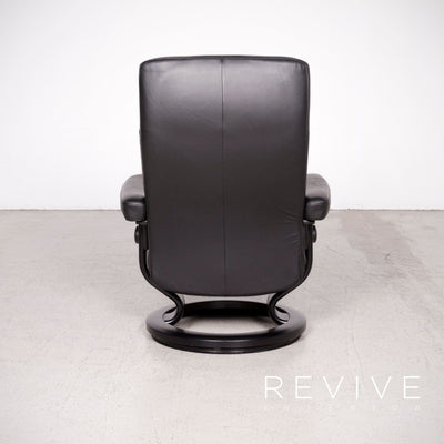 Stressless Atlantic M Leder Sessel mit Hocker Schwarz Echtleder Stuhl Relax Funktion #8027