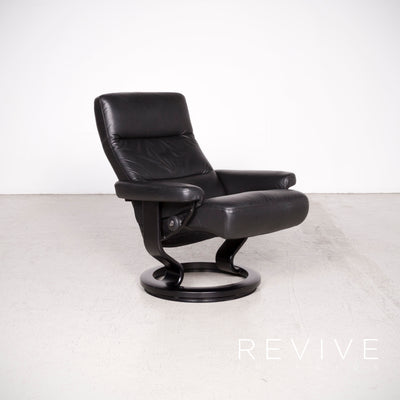 Stressless Atlantic M Leder Sessel mit Hocker Schwarz Echtleder Stuhl Relax Funktion #8027