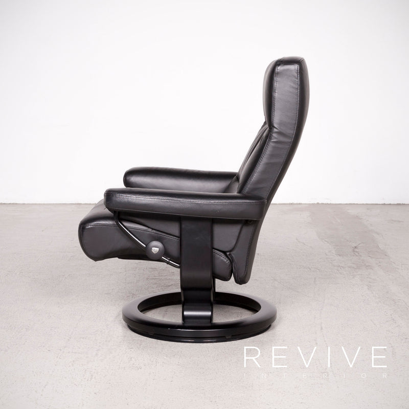 Stressless Atlantic M Leder Sessel mit Hocker Schwarz Echtleder Stuhl Relax Funktion 