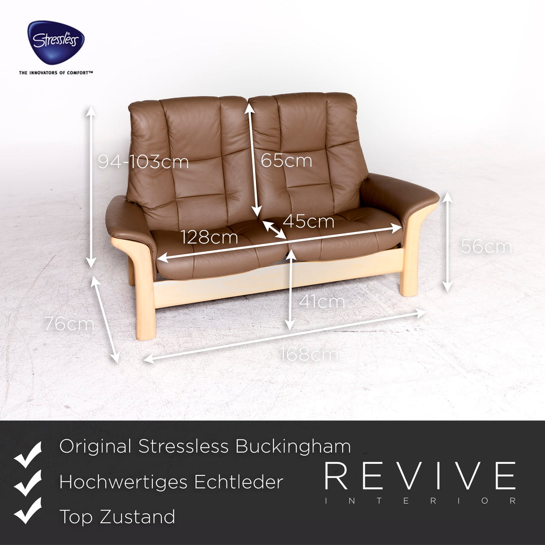 Stressless Buckingham Leder Sofa Beige Echtleder Zweisitzer Couch #8738