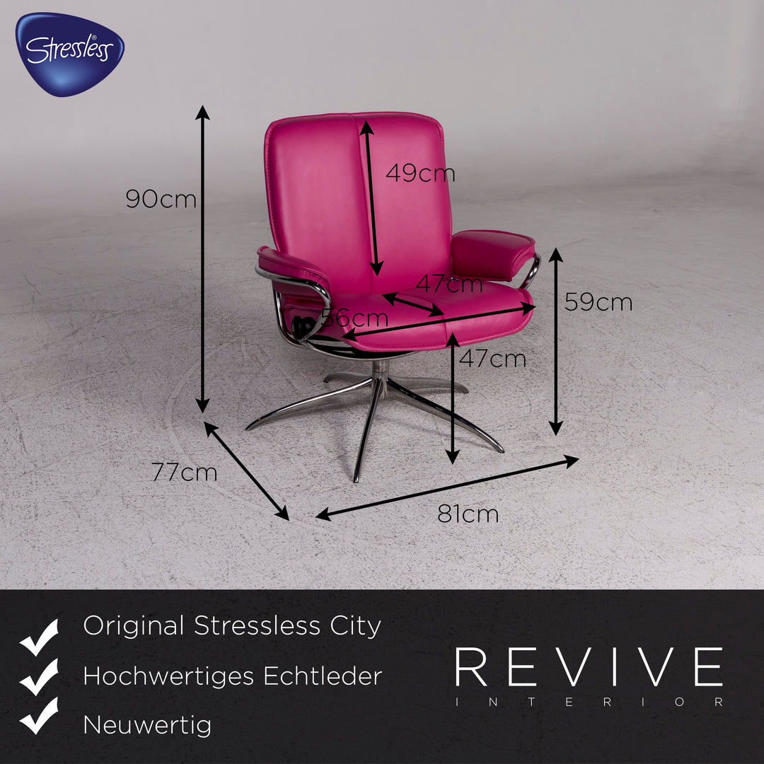 Stressless Designer Leder Sessel Garnitur Pink 2x Sessel 1x Couchtisch #9848