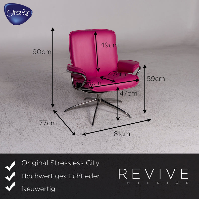Stressless Designer Leder Sessel Garnitur Pink 2x Sessel 1x Couchtisch 